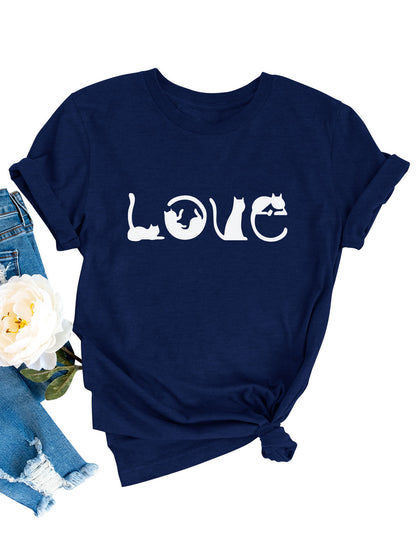 Valentine's Day LOVE Printed Women's Pullover T-shirt